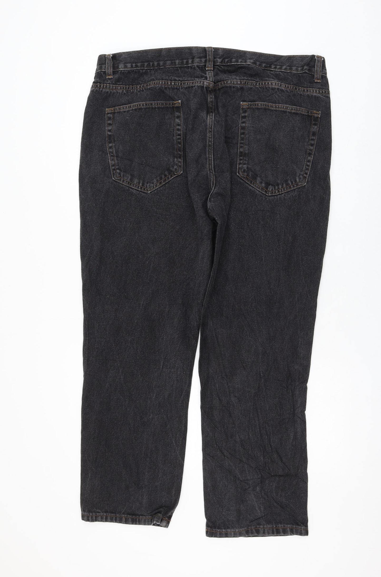 George Womens Black Cotton Straight Jeans Size 40 in L30 in Regular Zip