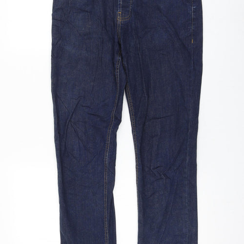 Primark Womens Blue Cotton Straight Jeans Size 28 in L30 in Regular Zip