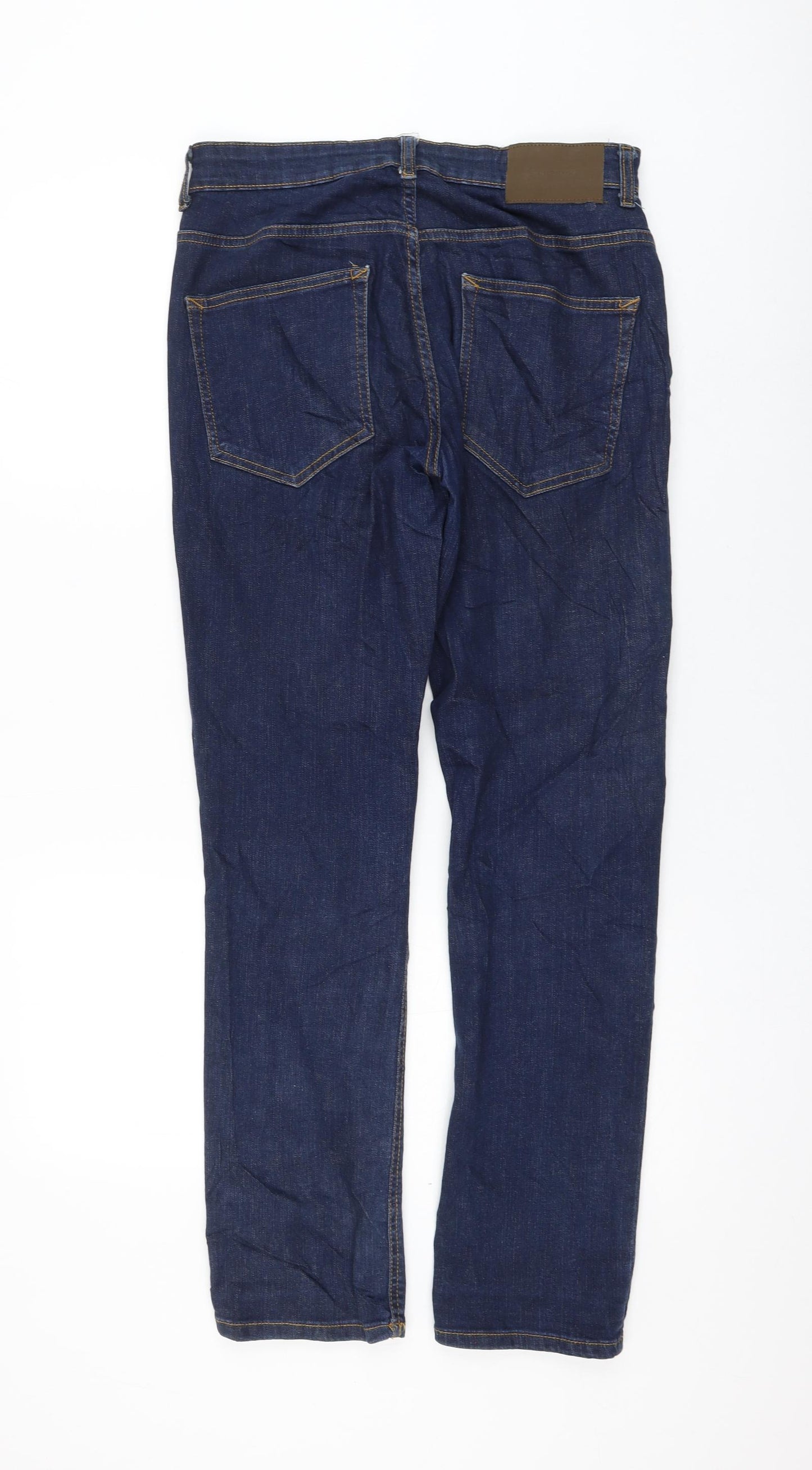 Primark Womens Blue Cotton Straight Jeans Size 28 in L30 in Regular Zip