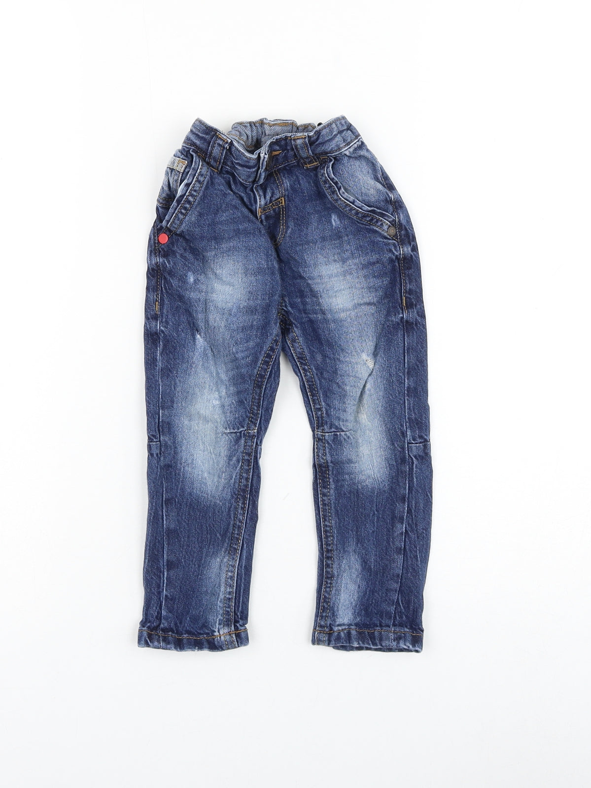 George Boys Blue Cotton Capri Jeans Size 18-24 Months Button - Distressed