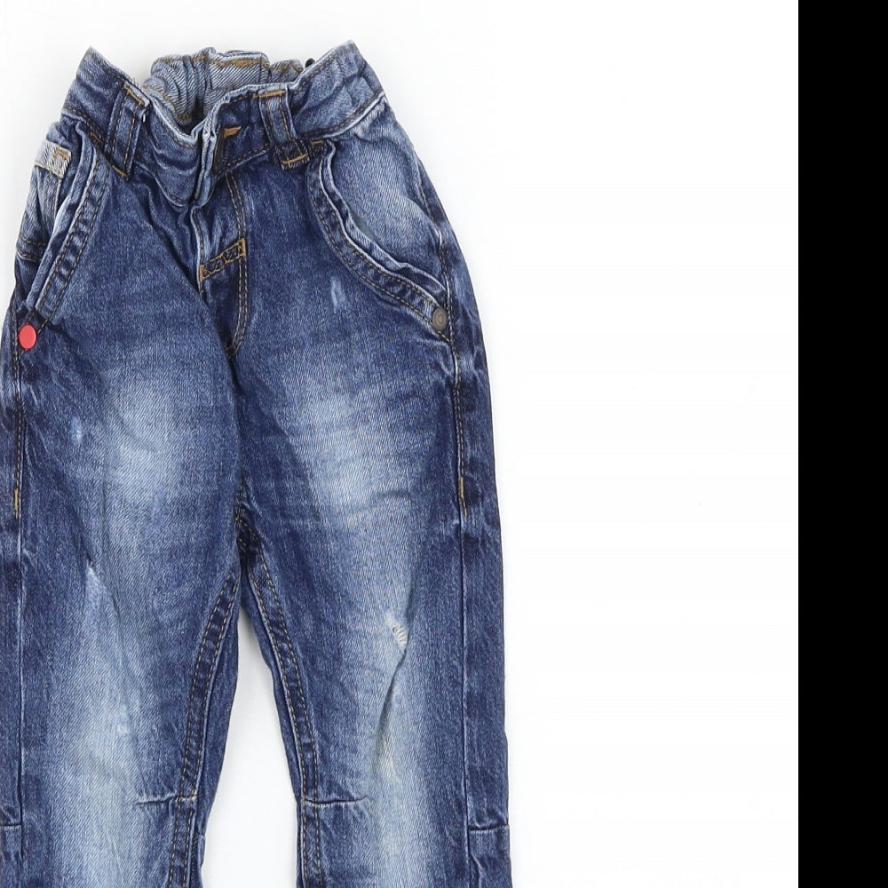 George Boys Blue Cotton Capri Jeans Size 18-24 Months Button - Distressed