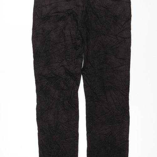 Marks and Spencer Womens Brown Cotton Trousers Size 10 L30 in Regular Zip