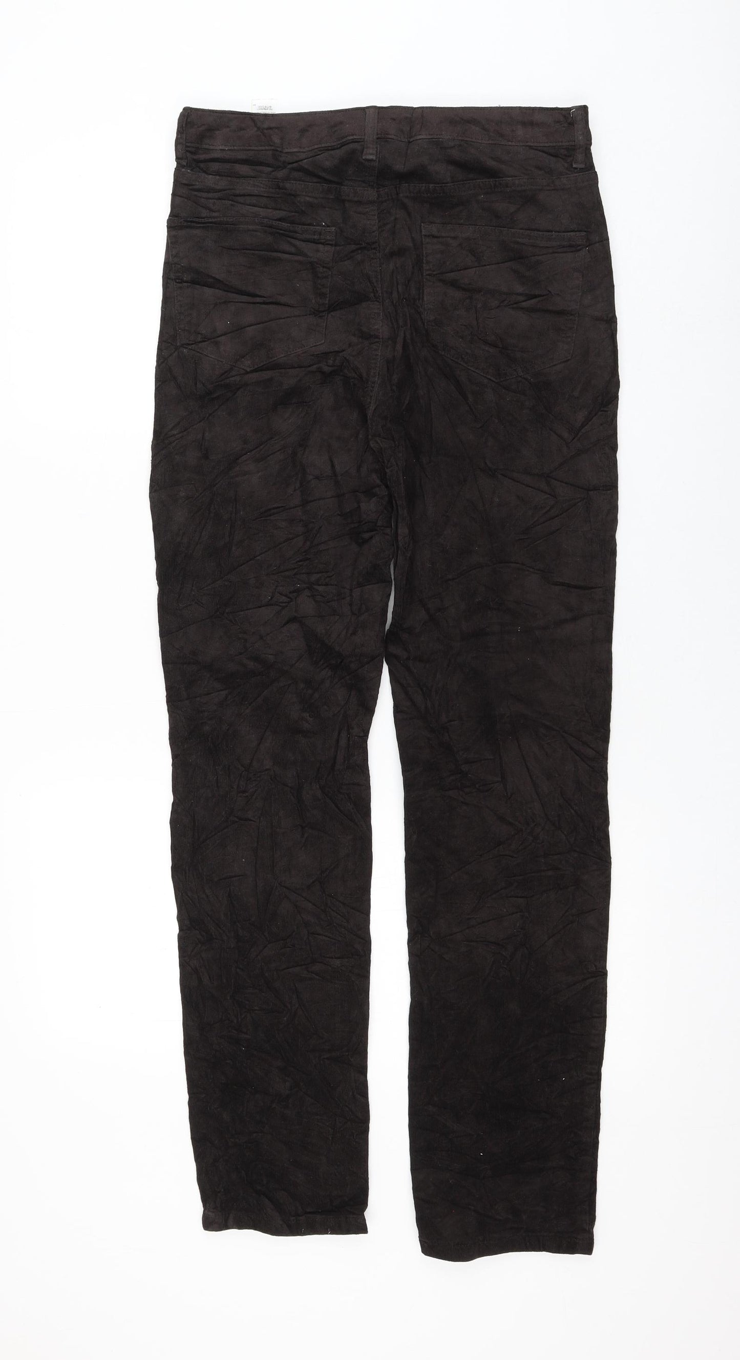 Marks and Spencer Womens Brown Cotton Trousers Size 10 L30 in Regular Zip