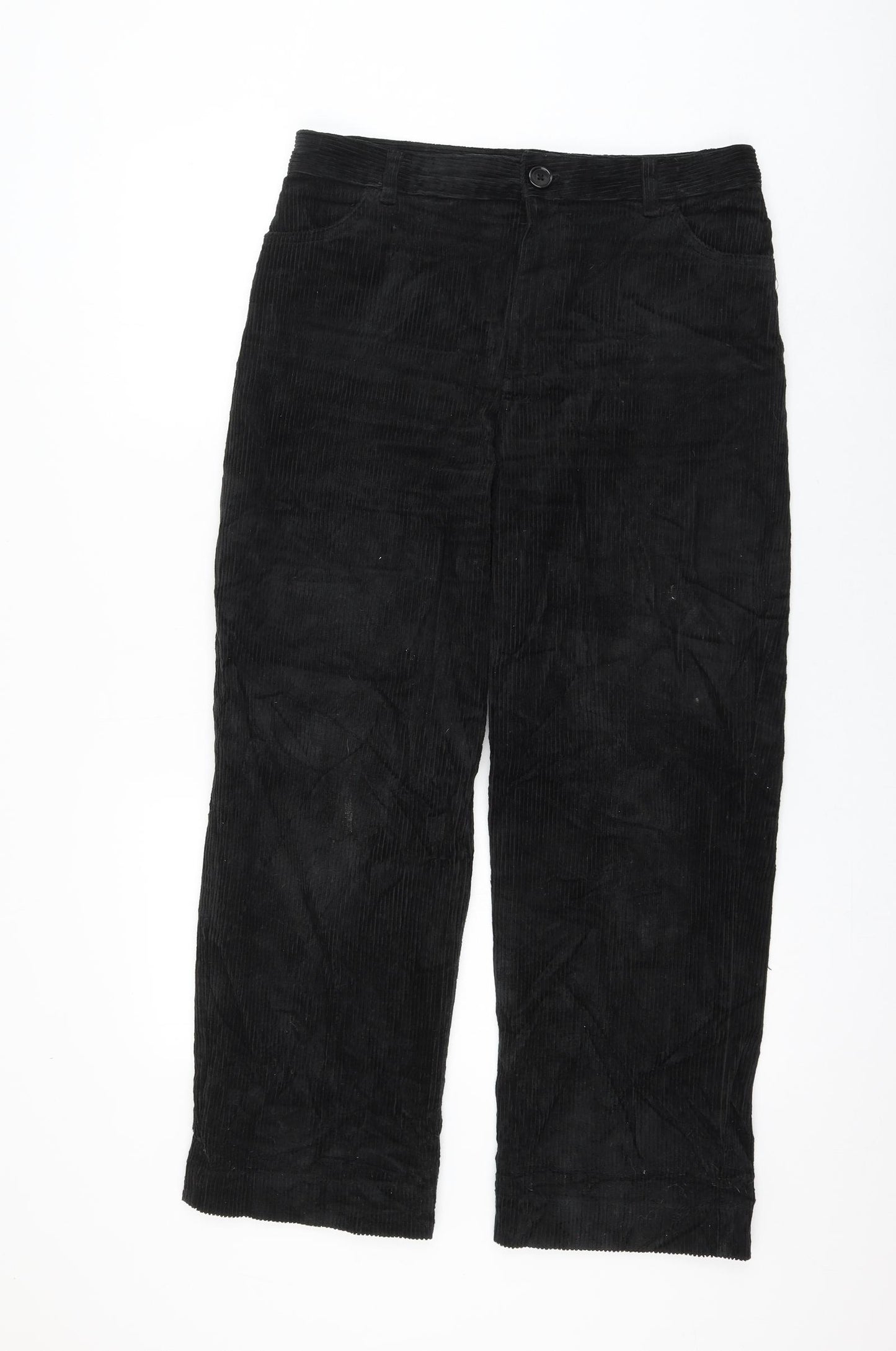 Monki Womens Black Cotton Trousers Size 12 L26 in Regular Zip