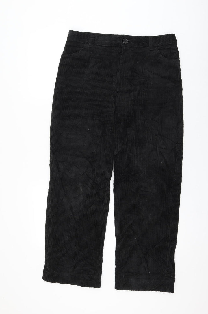 Monki Womens Black Cotton Trousers Size 12 L26 in Regular Zip