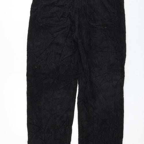 Monki Womens Black Cotton Trousers Size 12 L26 in Regular Zip
