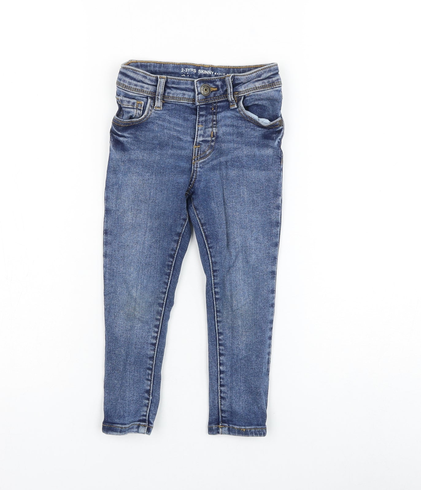 Primark Boys Blue Polyester Skinny Jeans Size 2-3 Years Regular Zip
