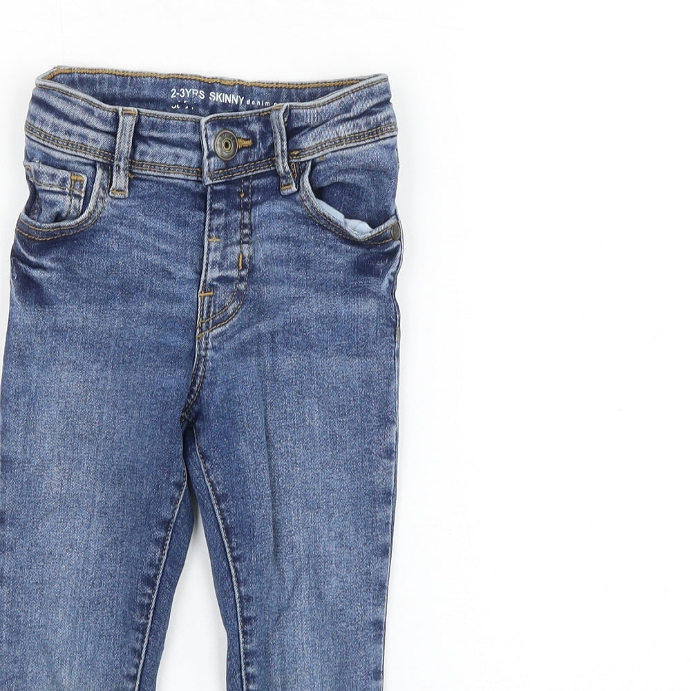 Primark Boys Blue Polyester Skinny Jeans Size 2-3 Years Regular Zip