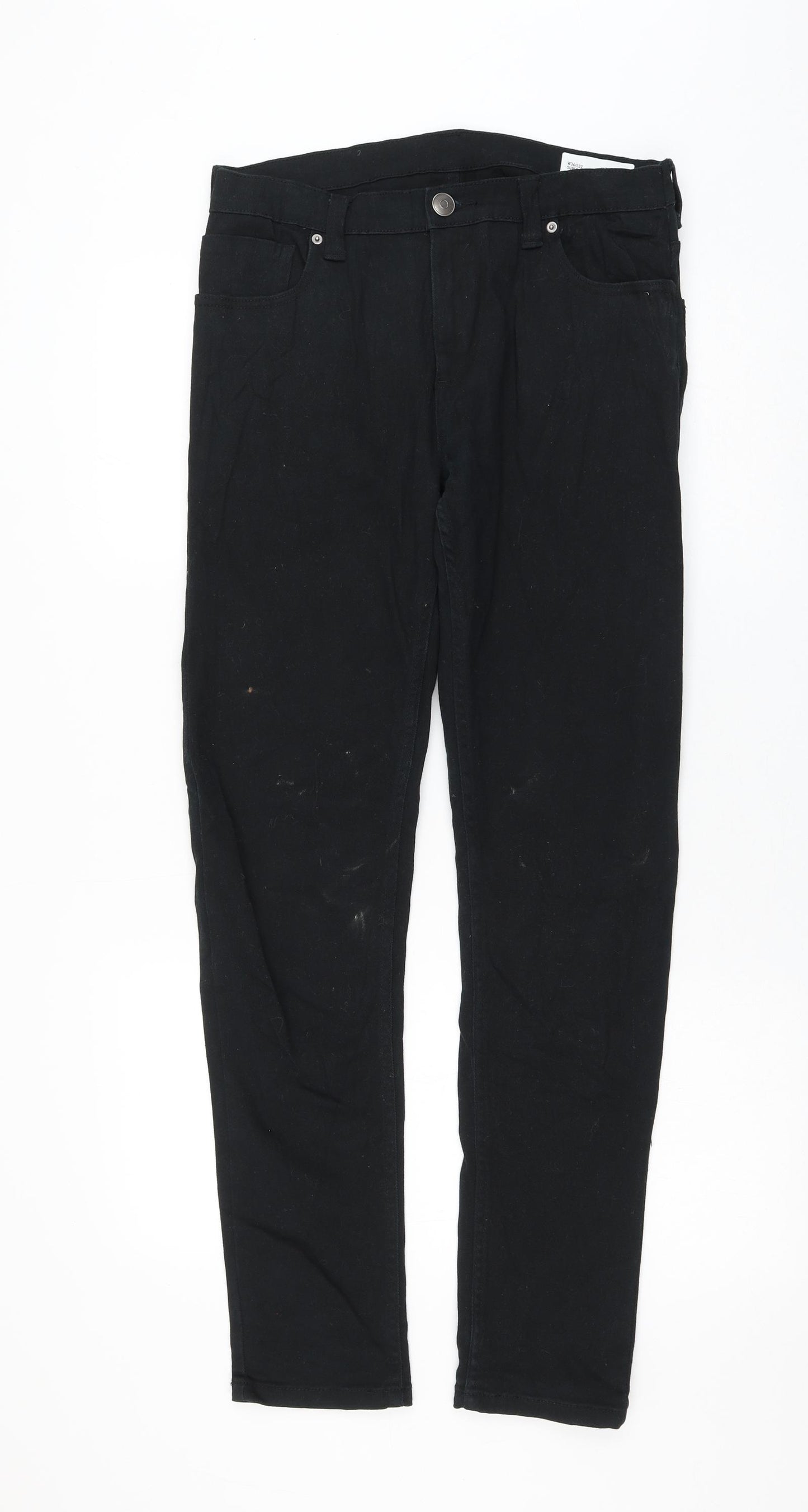Primark Womens Black Cotton Straight Jeans Size 36 in L32 in Regular Zip