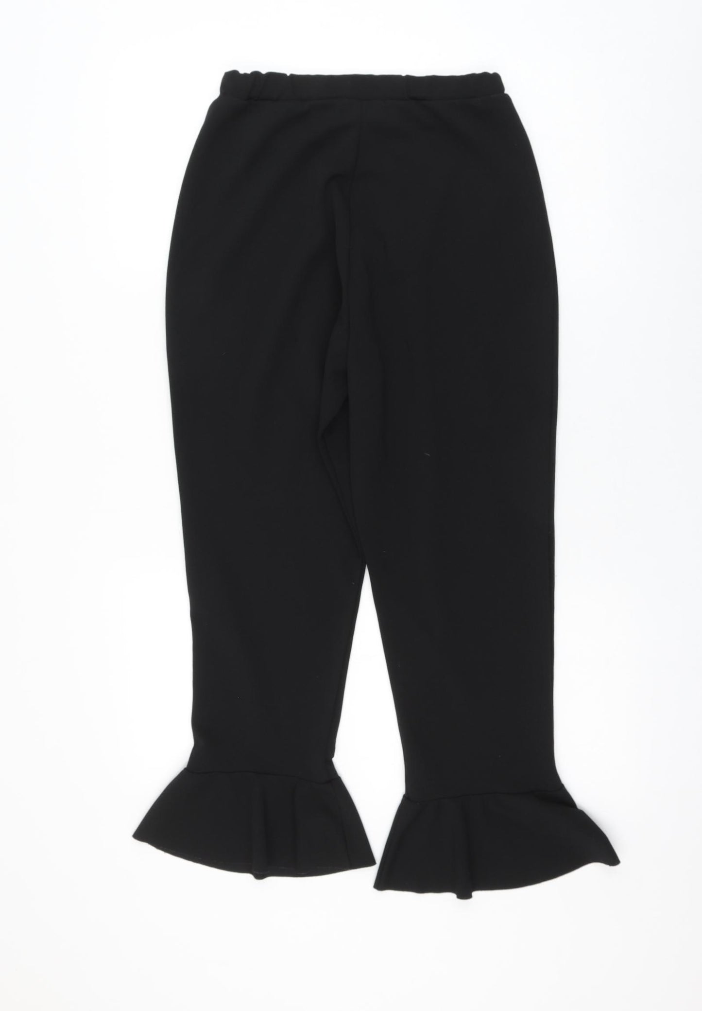 Quiz Womens Black Polyester Cropped Trousers Size 12 L24 in Regular