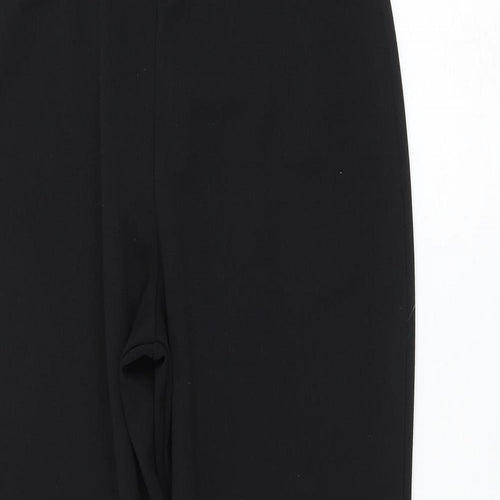 Quiz Womens Black Polyester Cropped Trousers Size 12 L24 in Regular