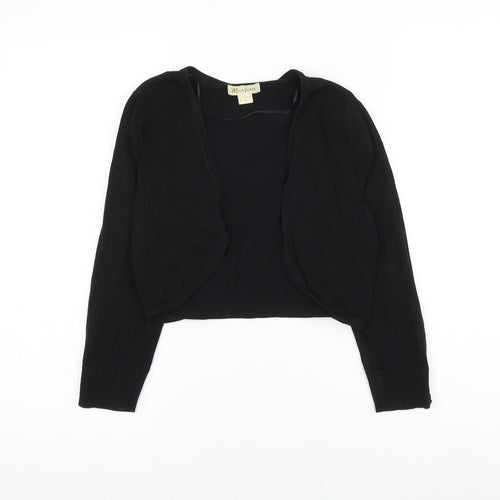monsoo Womens Black V-Neck Cotton Cardigan Jumper Size 8 - Cropped
