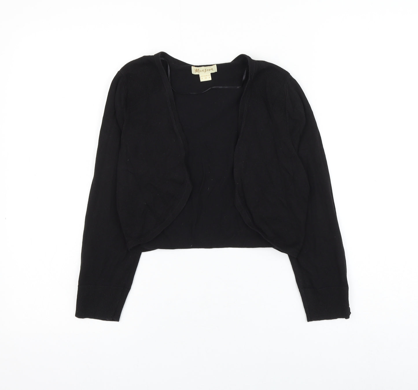 monsoo Womens Black V-Neck Cotton Cardigan Jumper Size 8 - Cropped