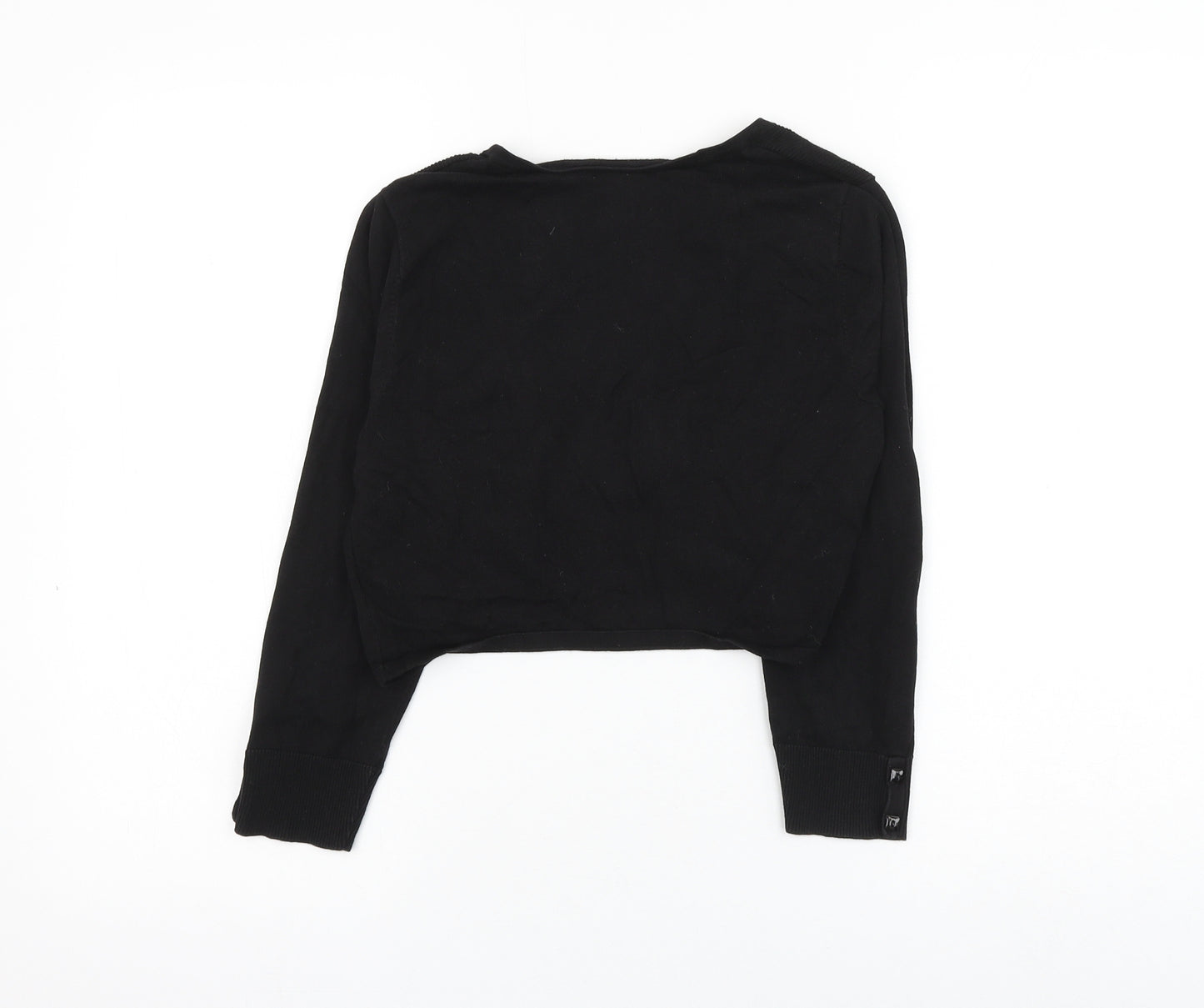 monsoo Womens Black V-Neck Cotton Cardigan Jumper Size 8 - Cropped