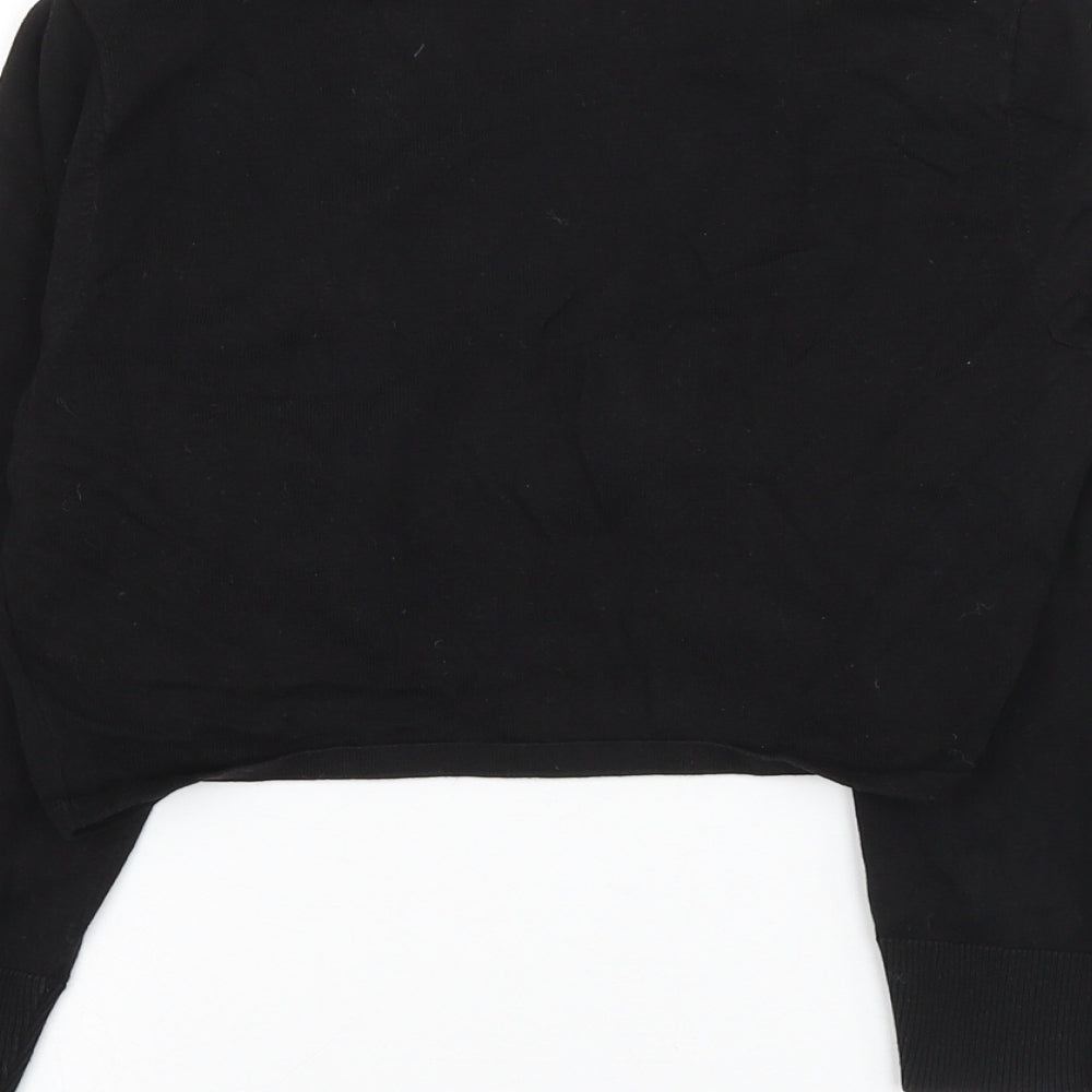 monsoo Womens Black V-Neck Cotton Cardigan Jumper Size 8 - Cropped