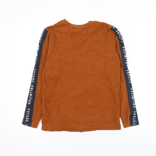 George Boys Brown Cotton Basic T-Shirt Size 11-12 Years Round Neck Pullover