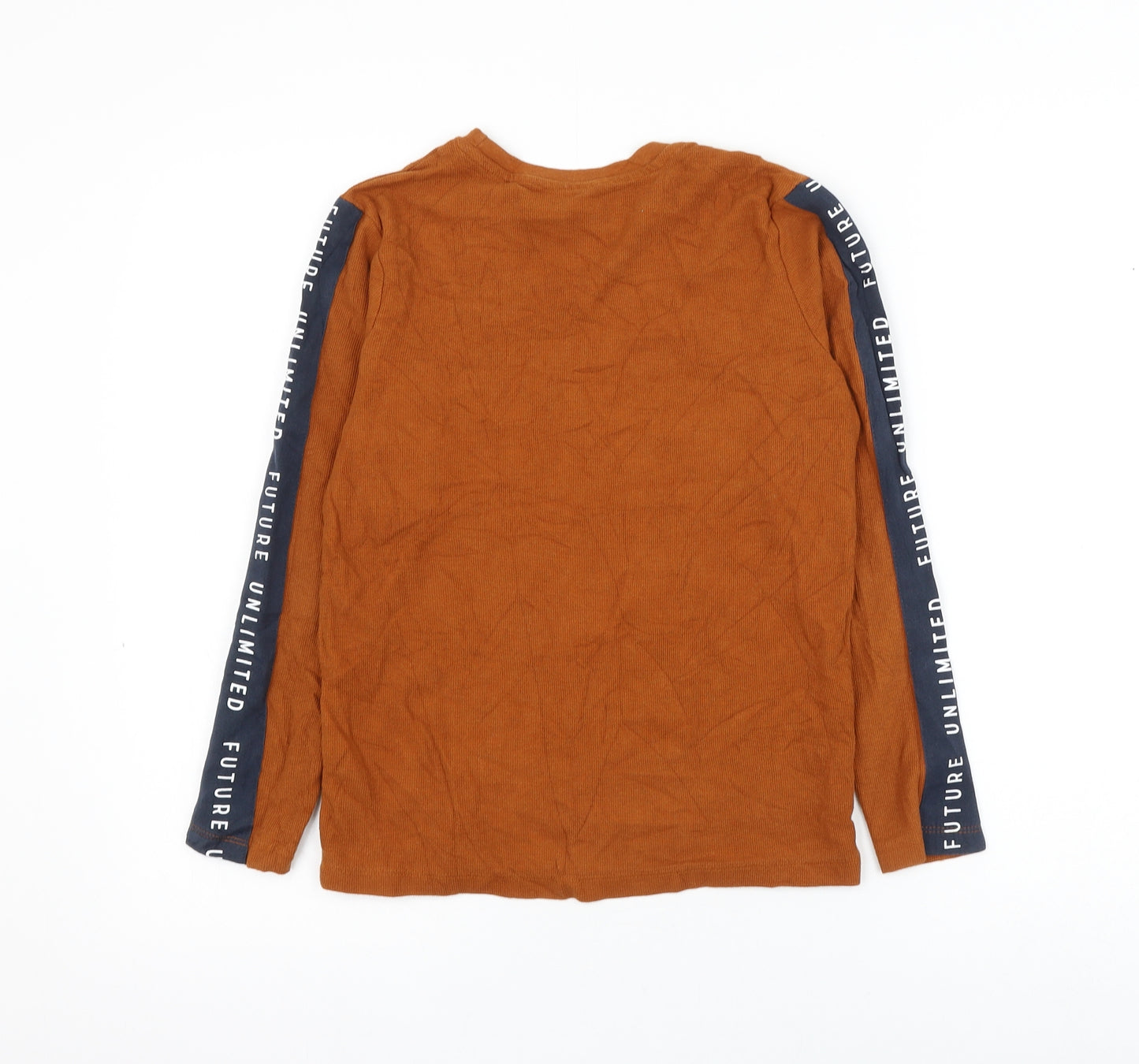 George Boys Brown Cotton Basic T-Shirt Size 11-12 Years Round Neck Pullover