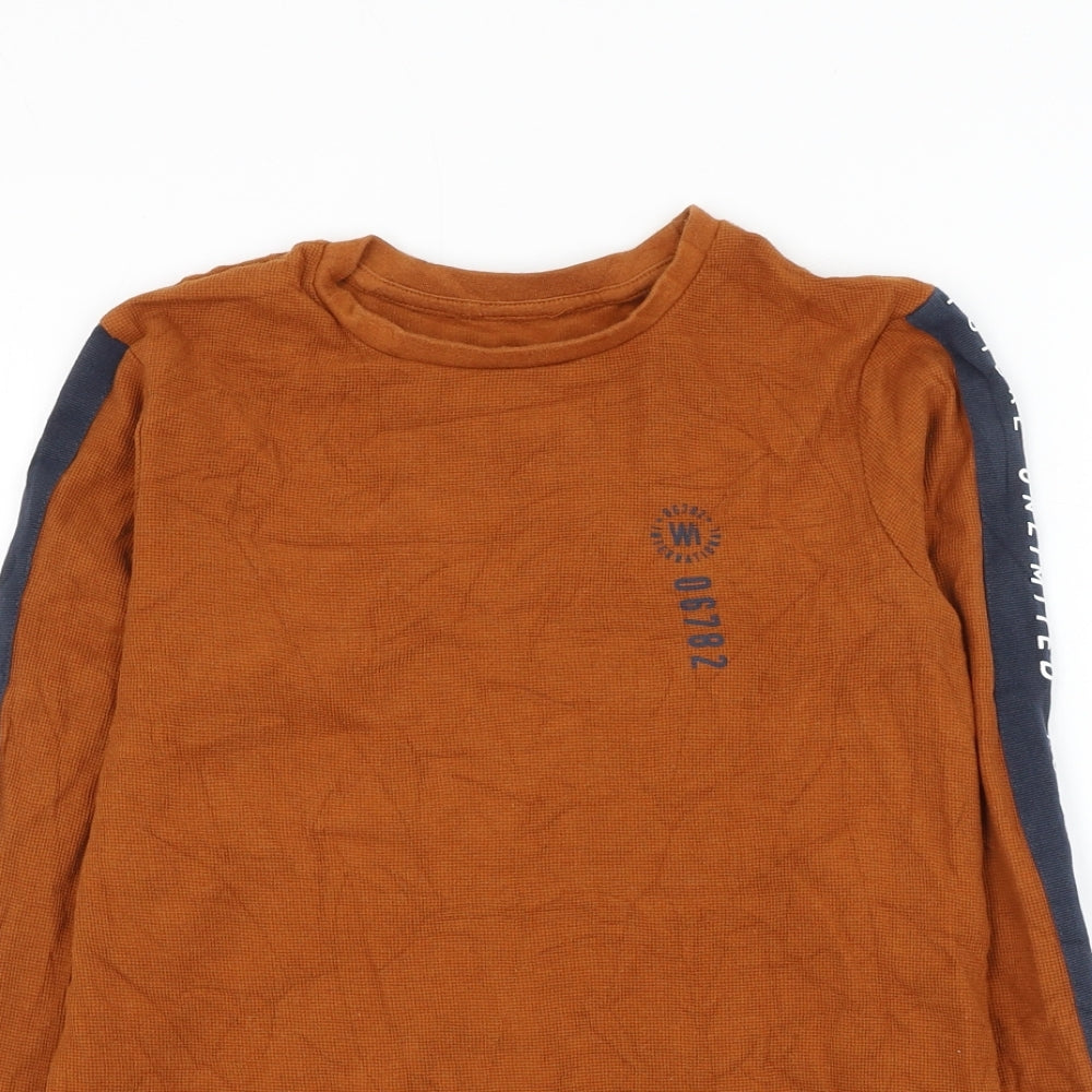 George Boys Brown Cotton Basic T-Shirt Size 11-12 Years Round Neck Pullover