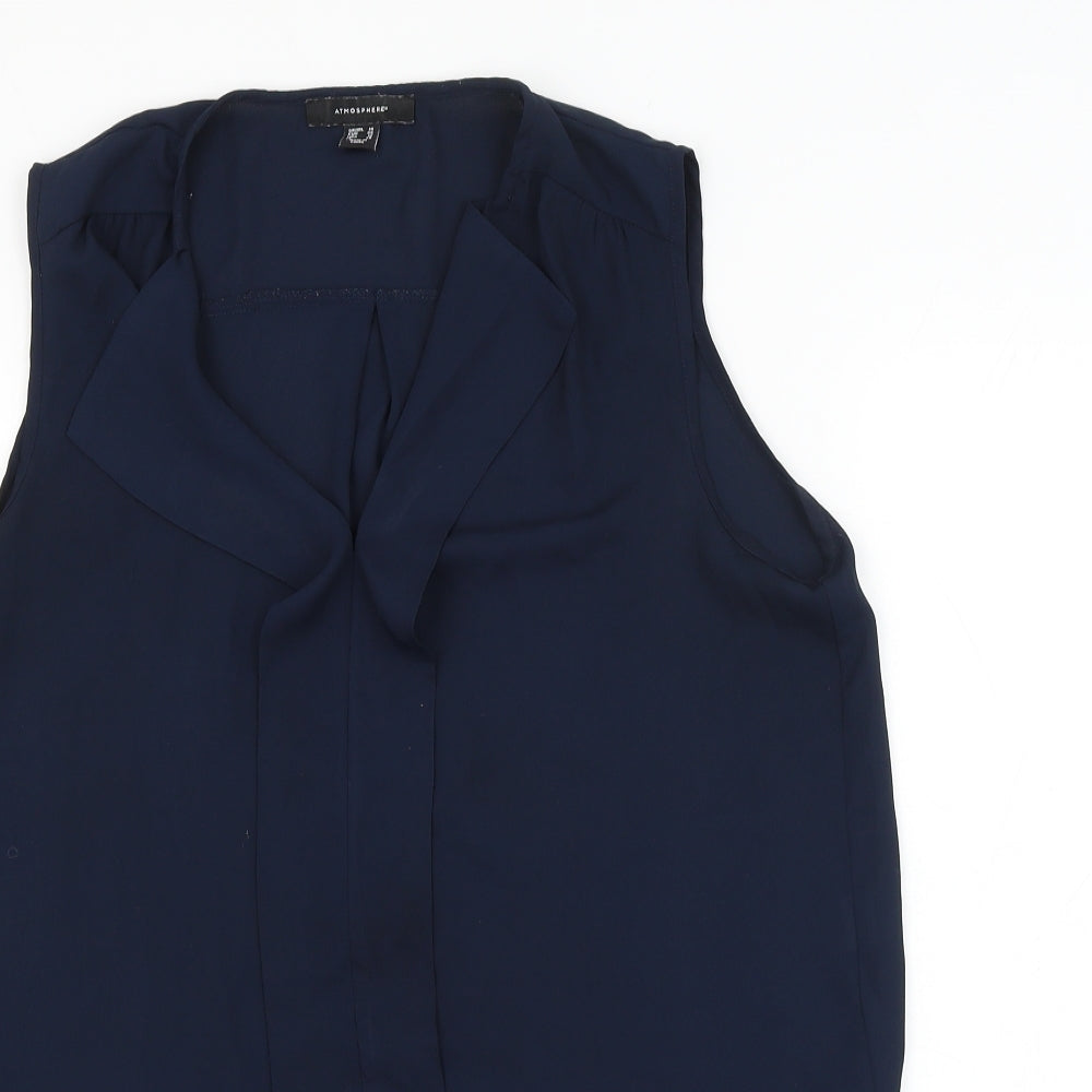 Atmosphere Womens Blue Polyester Basic Blouse Size 16 V-Neck