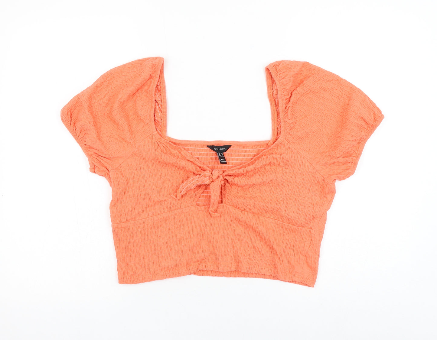 New Look Womens Pink Cotton Cropped Blouse Size 18 V-Neck - Knot Front