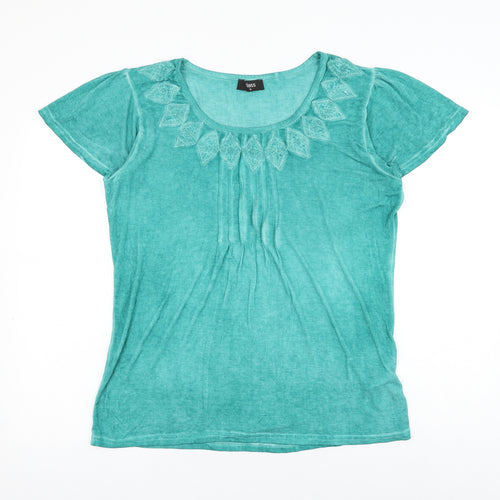 Klass Womens Green Viscose Basic Blouse Size XL Scoop Neck