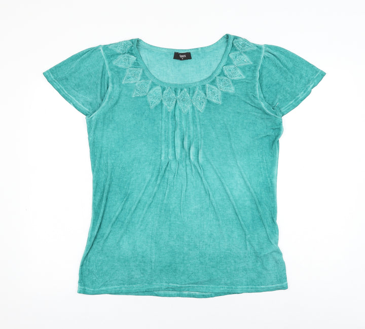 Klass Womens Green Viscose Basic Blouse Size XL Scoop Neck