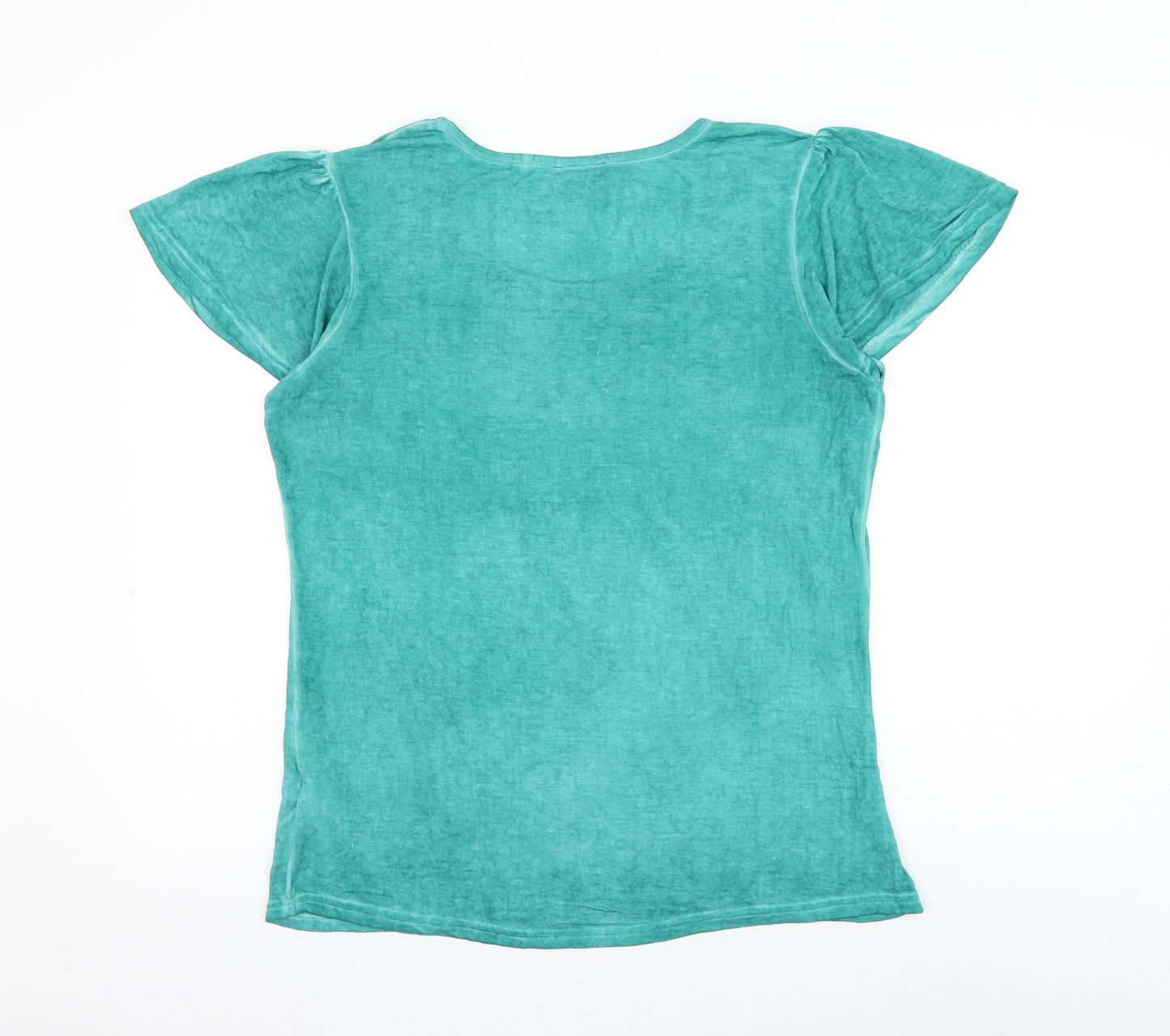 Klass Womens Green Viscose Basic Blouse Size XL Scoop Neck
