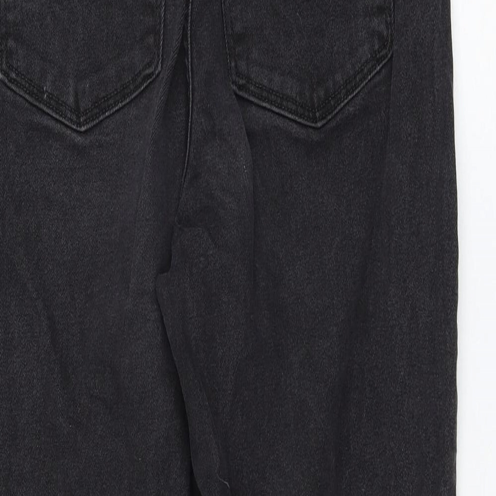 New Look Womens Black Cotton Mom Jeans Size 10 L26 in Regular Zip
