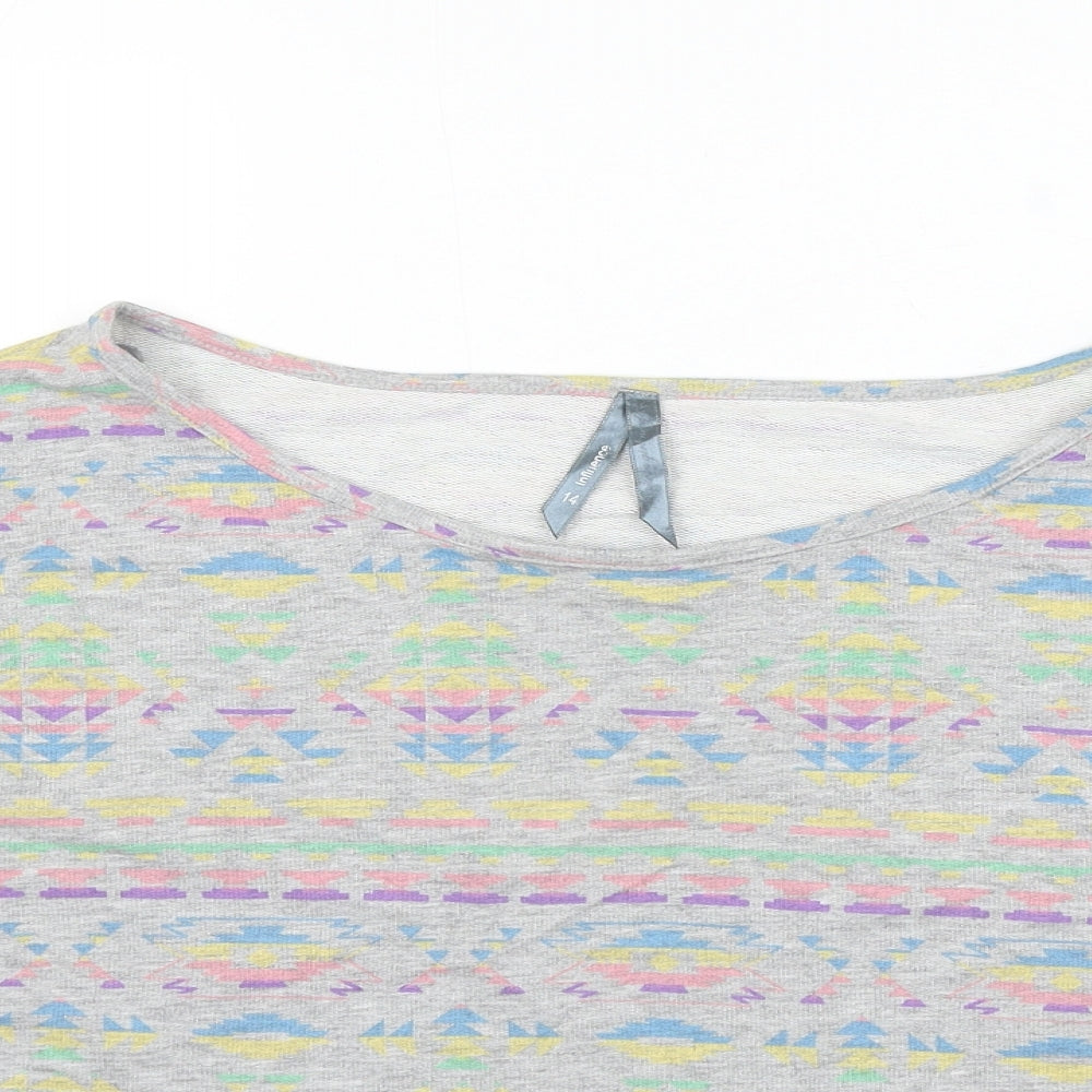 Influence Womens Grey Geometric Polyester Pullover Sweatshirt Size 14 Pullover - Cropped
