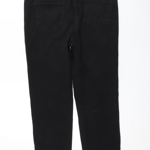 Bonmarché Womens Black Cotton Straight Jeans Size 14 L26 in Regular Zip