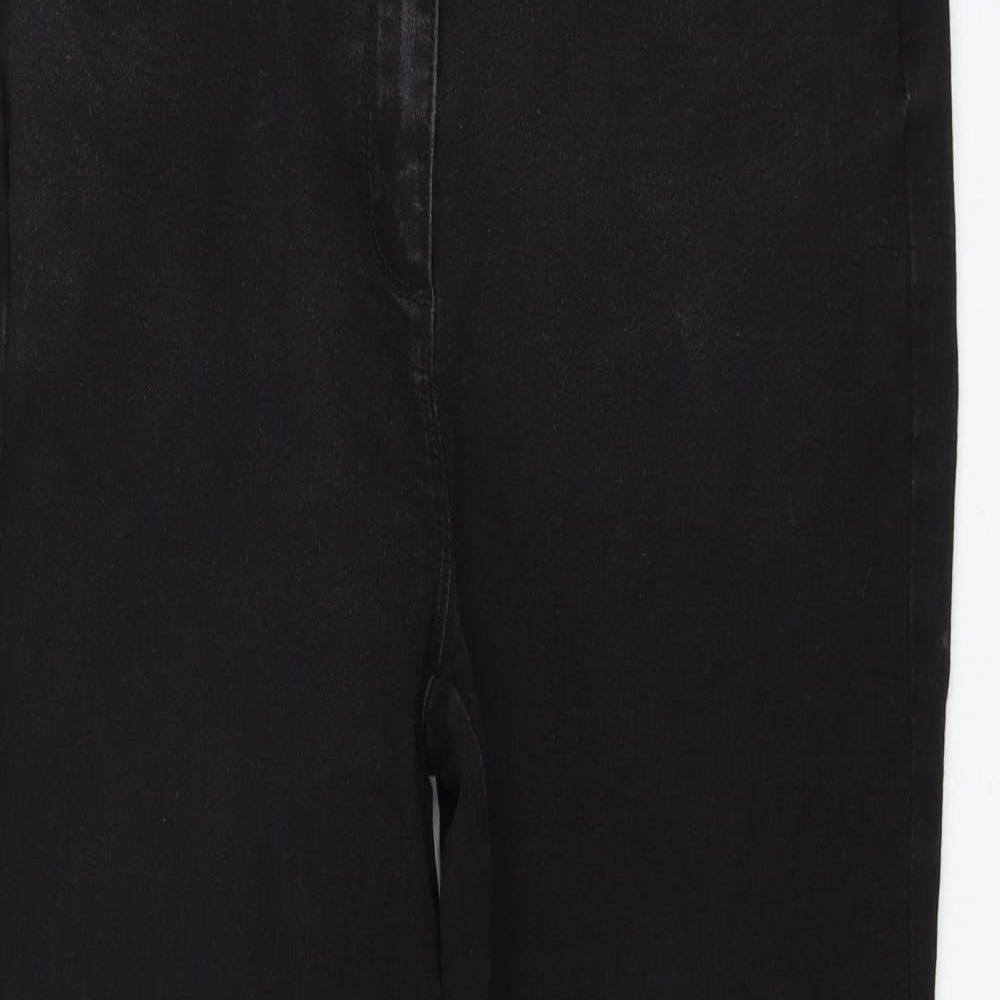 Bonmarché Womens Black Cotton Straight Jeans Size 14 L26 in Regular Zip