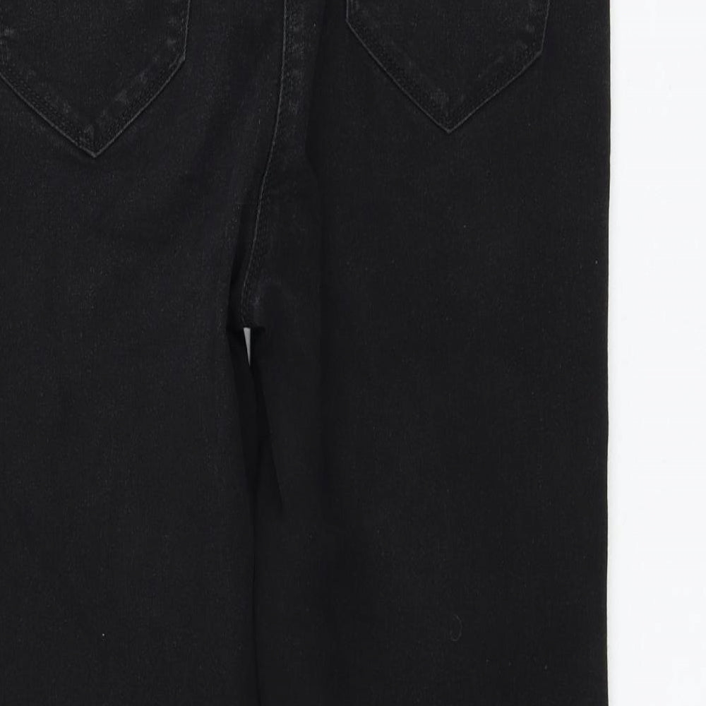 Bonmarché Womens Black Cotton Straight Jeans Size 14 L26 in Regular Zip