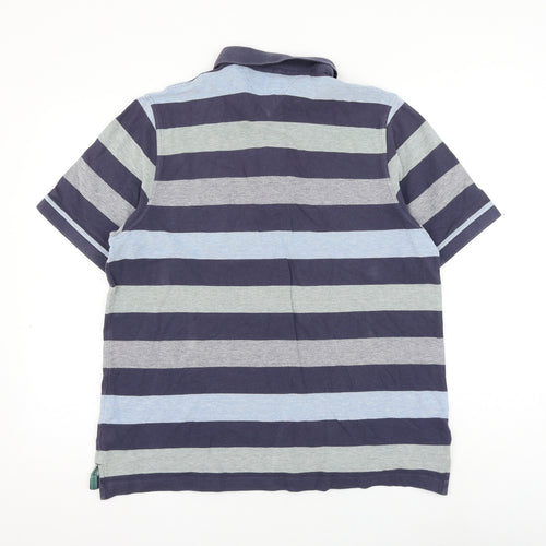 Matalan Mens Blue Striped Cotton Polo Size XL Collared Button