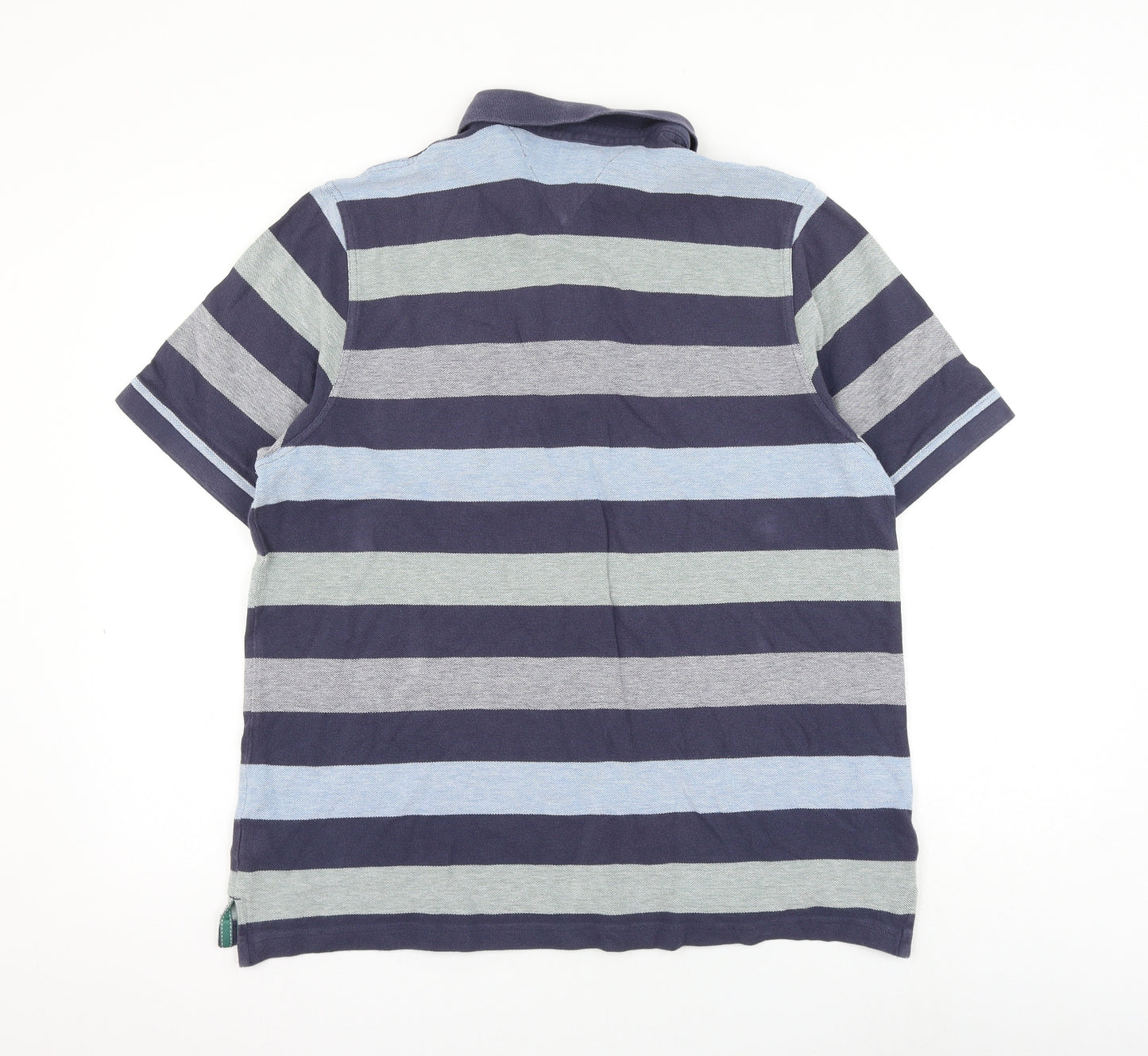 Matalan Mens Blue Striped Cotton Polo Size XL Collared Button