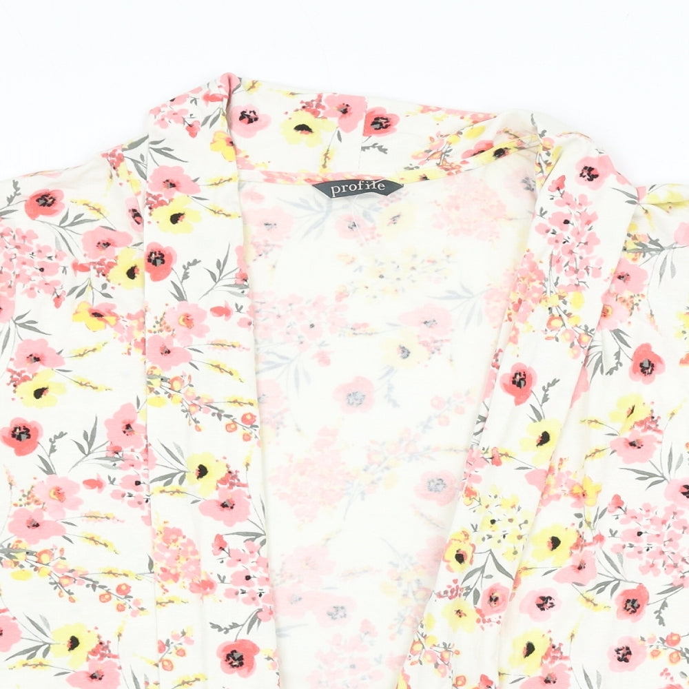 BHS Womens White V-Neck Floral Viscose Cardigan Jumper Size 18