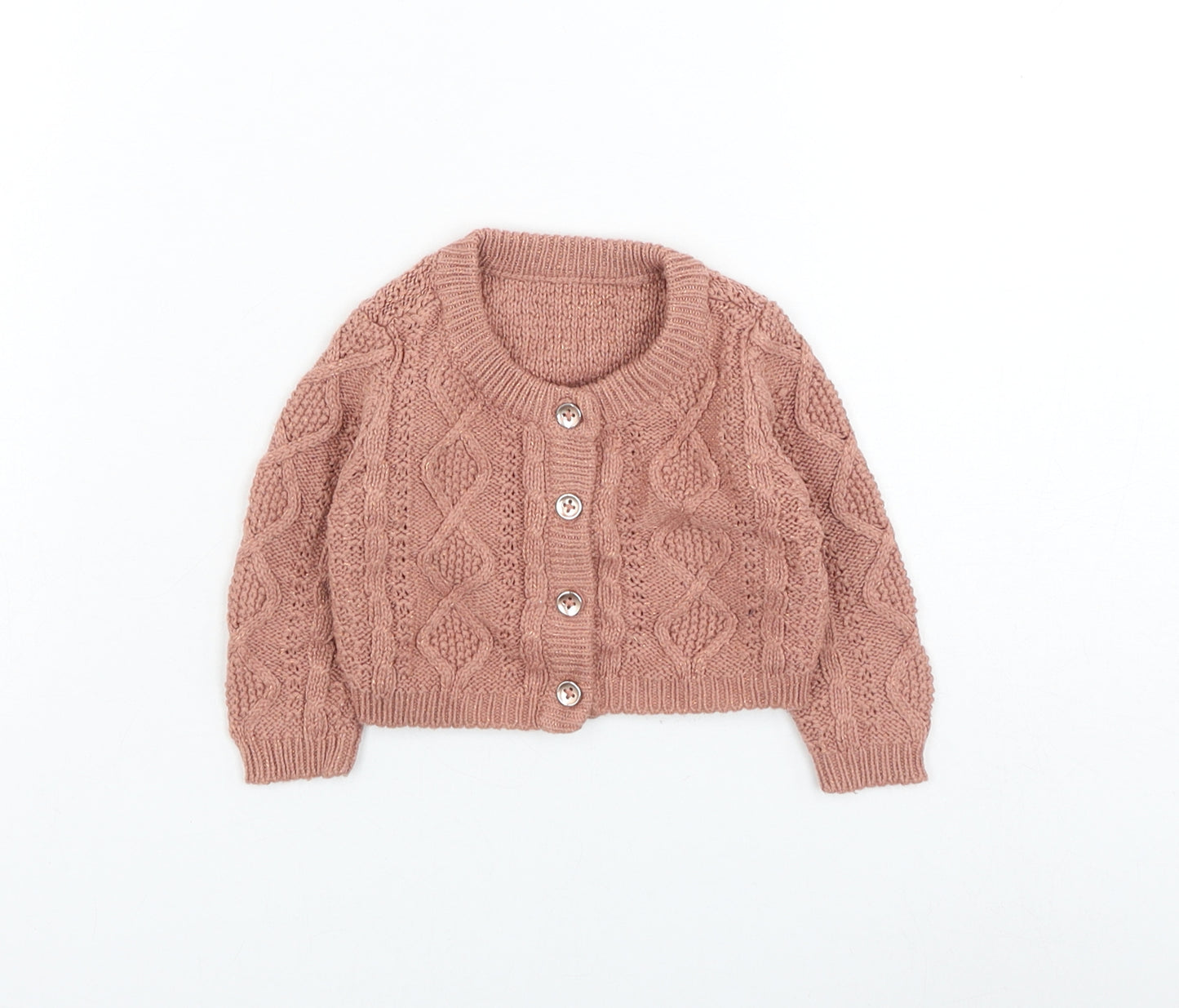 George Girls Pink Acrylic Cardigan Jumper Size 0-3 Months Button