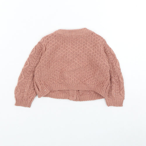 George Girls Pink Acrylic Cardigan Jumper Size 0-3 Months Button