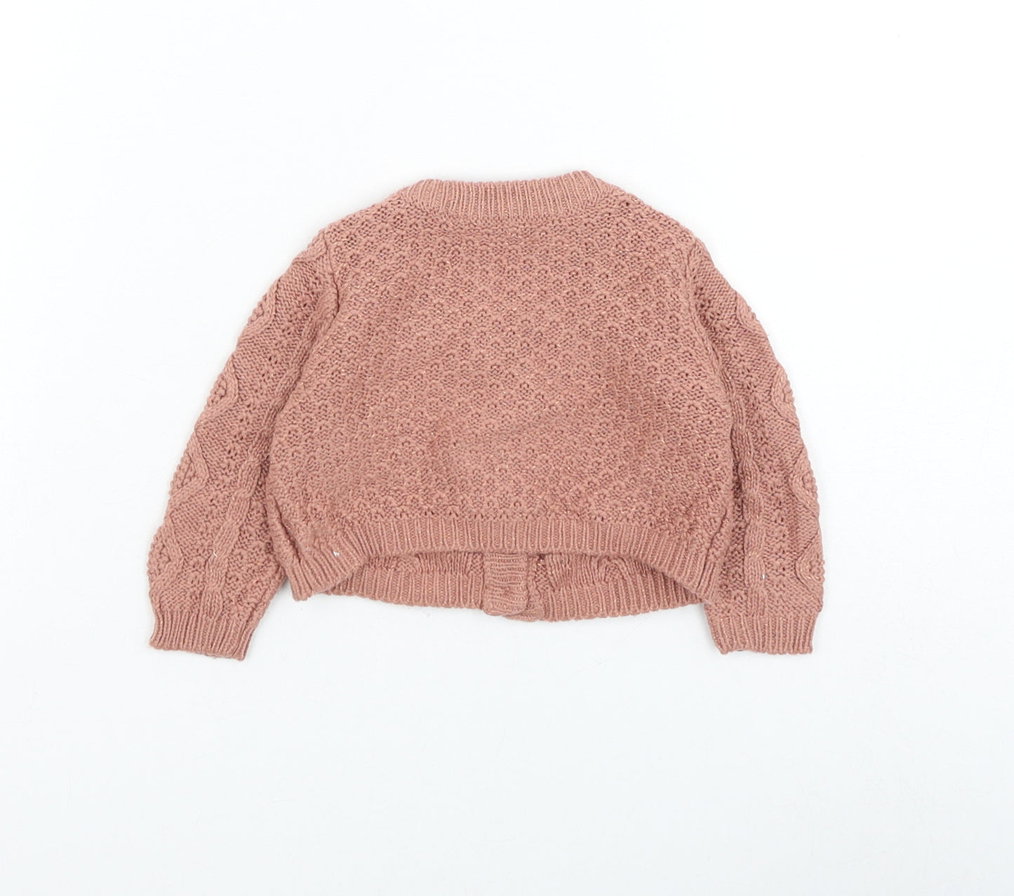 George Girls Pink Acrylic Cardigan Jumper Size 0-3 Months Button