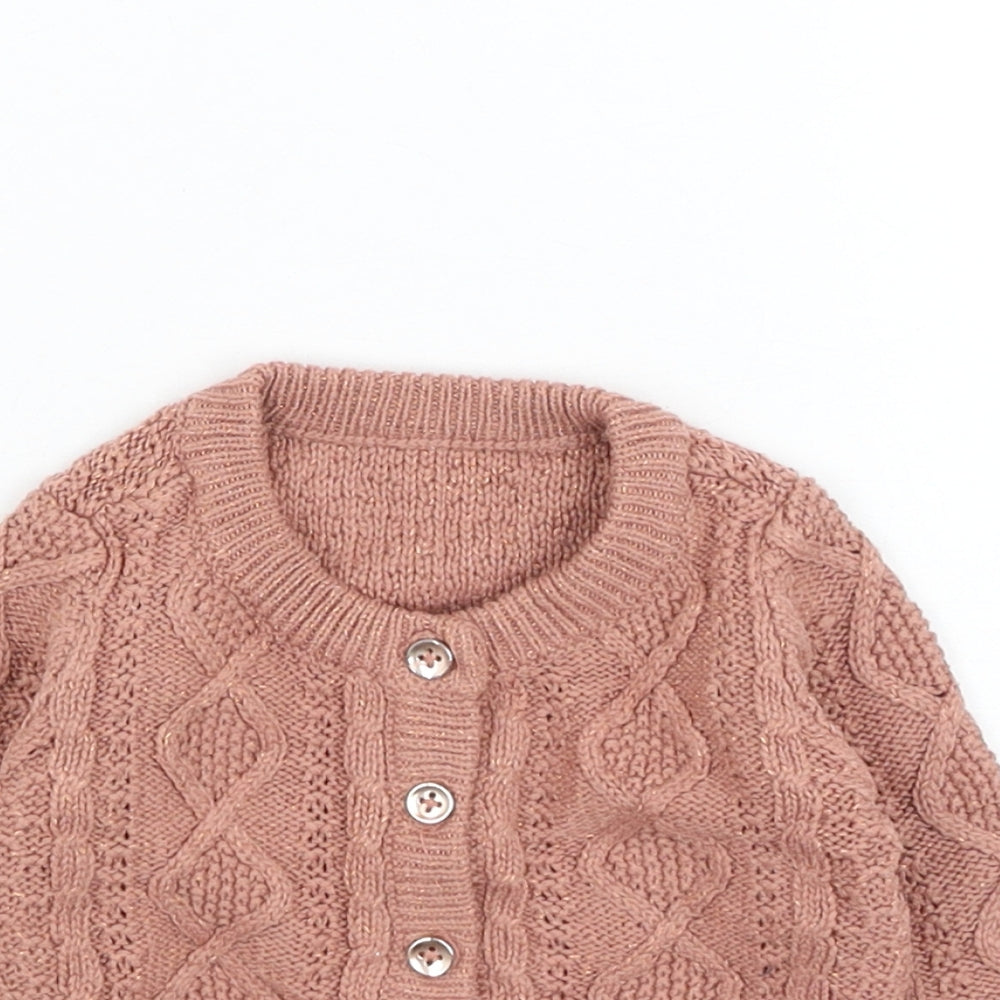 George Girls Pink Acrylic Cardigan Jumper Size 0-3 Months Button