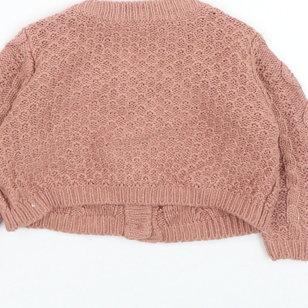 George Girls Pink Acrylic Cardigan Jumper Size 0-3 Months Button