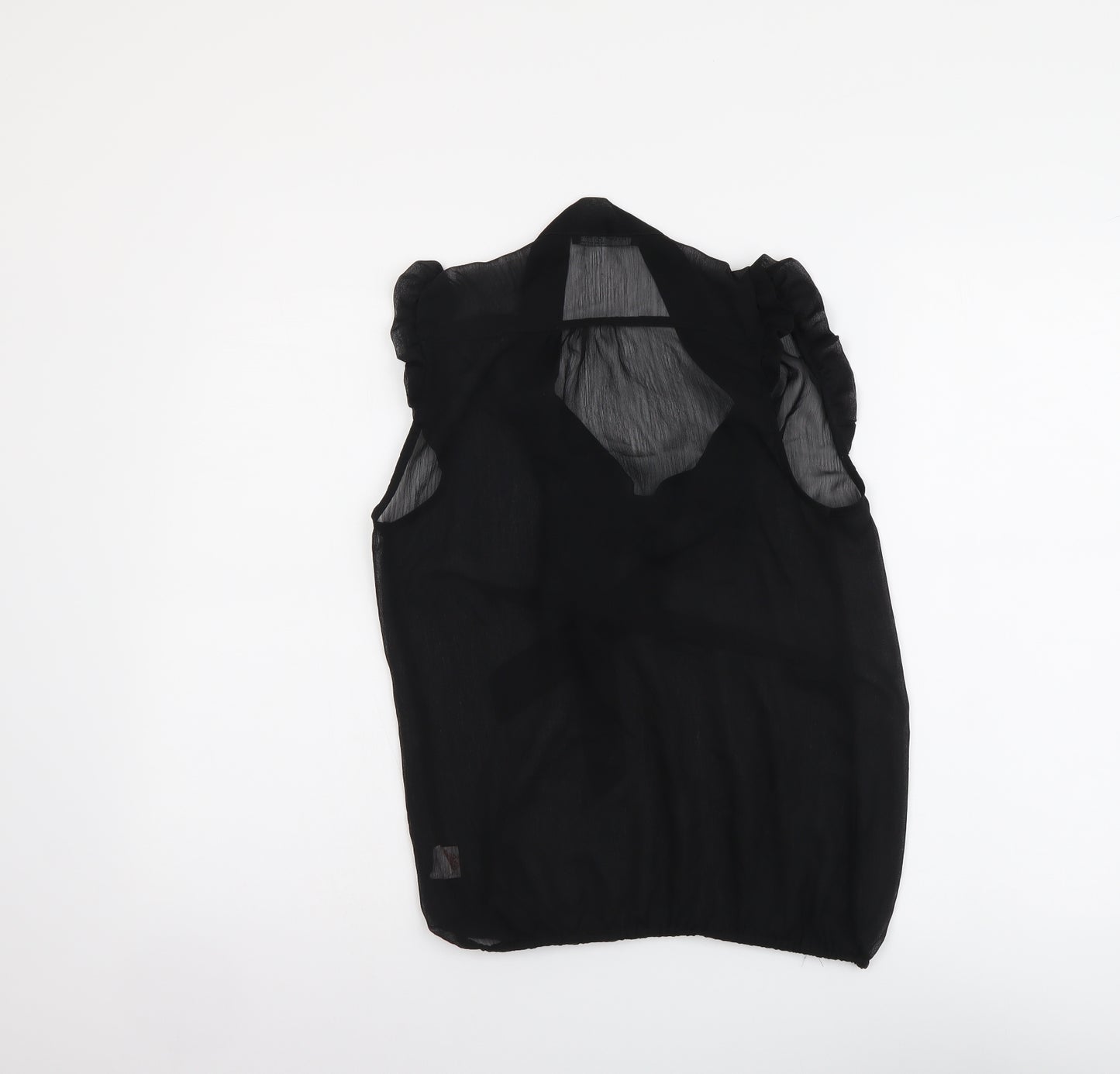 Atmosphere Womens Black Polyester Basic T-Shirt Size 8 V-Neck - Pussy Bow