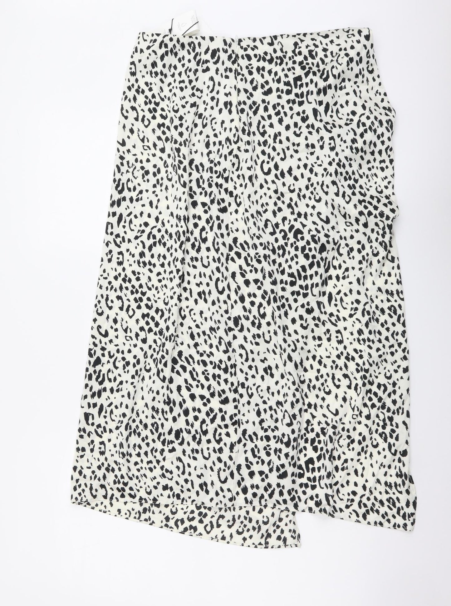 Zara Womens White Animal Print Polyester Straight & Pencil Skirt Size XL Zip - Leopard pattern