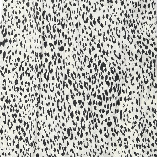 Zara Womens White Animal Print Polyester Straight & Pencil Skirt Size XL Zip - Leopard pattern