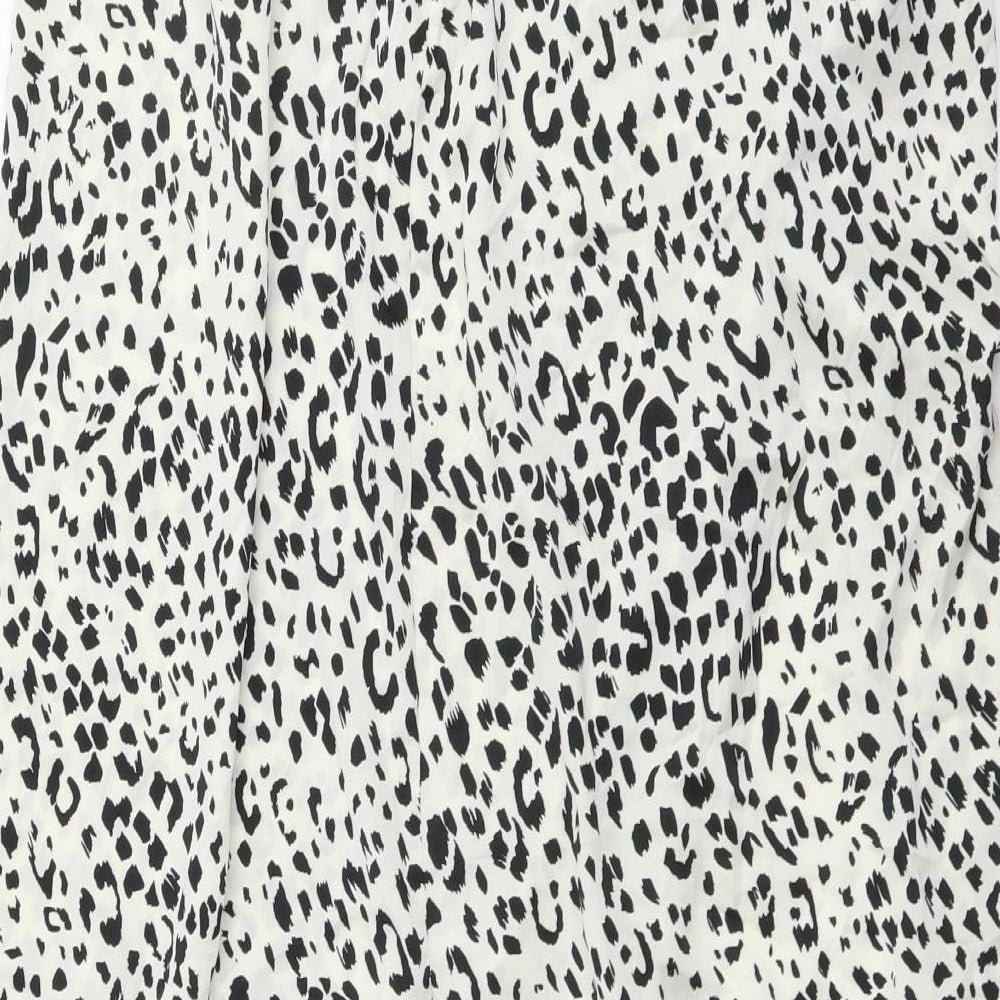 Zara Womens White Animal Print Polyester Straight & Pencil Skirt Size XL Zip - Leopard pattern