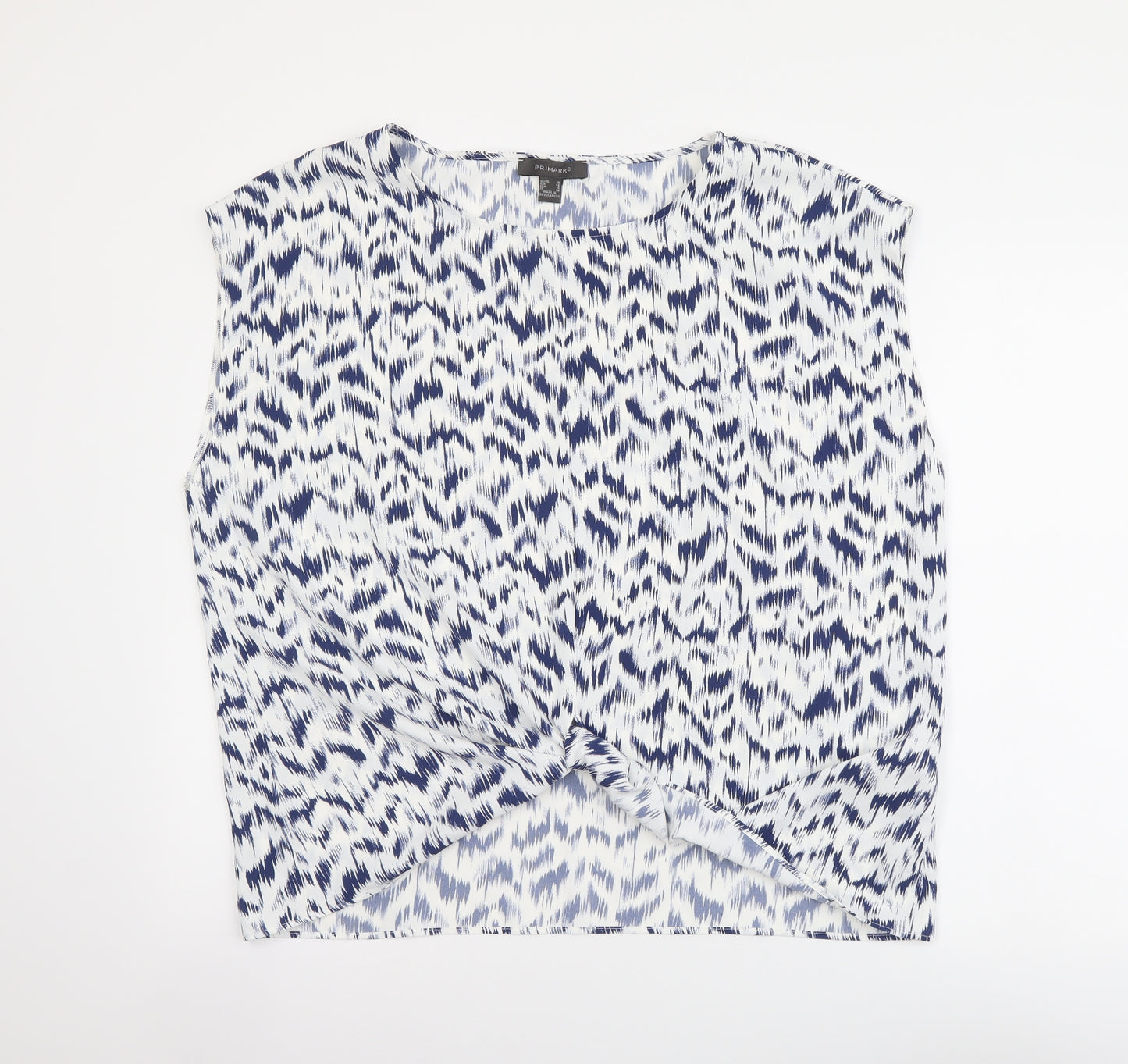 Primark Womens White Geometric Polyester Basic Blouse Size 18 Boat Neck
