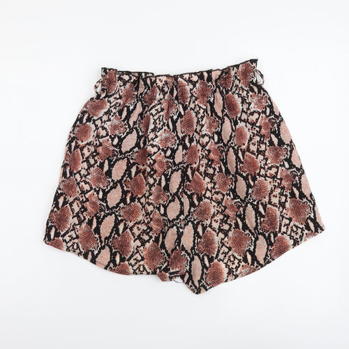 SheIn Womens Pink Animal Print Polyester Compression Shorts Size M L3 in Regular - Snake pattern