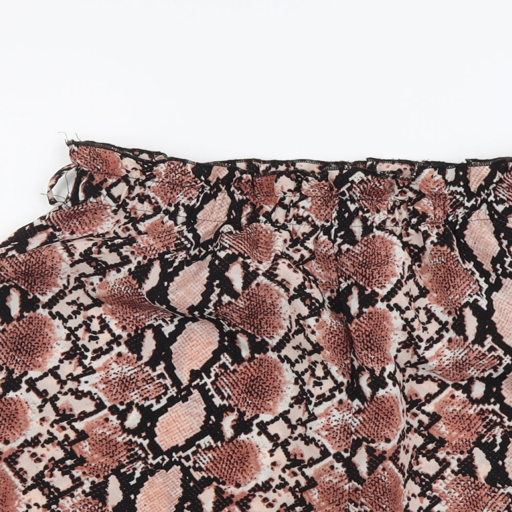 SheIn Womens Pink Animal Print Polyester Compression Shorts Size M L3 in Regular - Snake pattern
