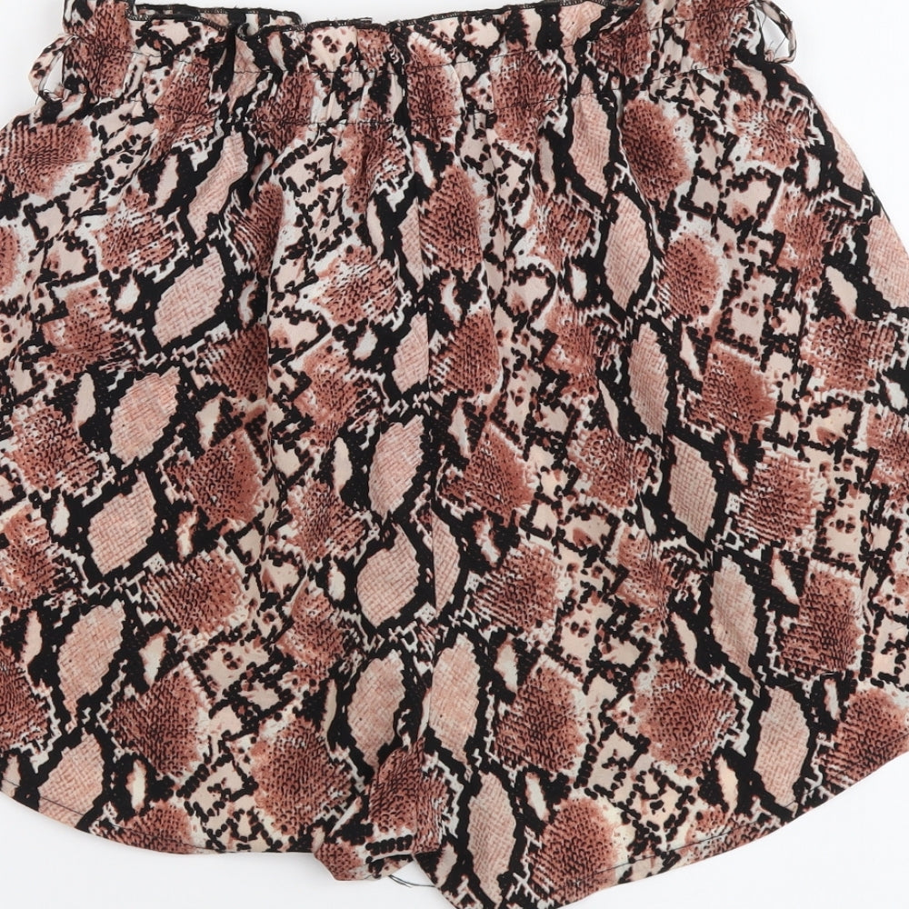 SheIn Womens Pink Animal Print Polyester Compression Shorts Size M L3 in Regular - Snake pattern