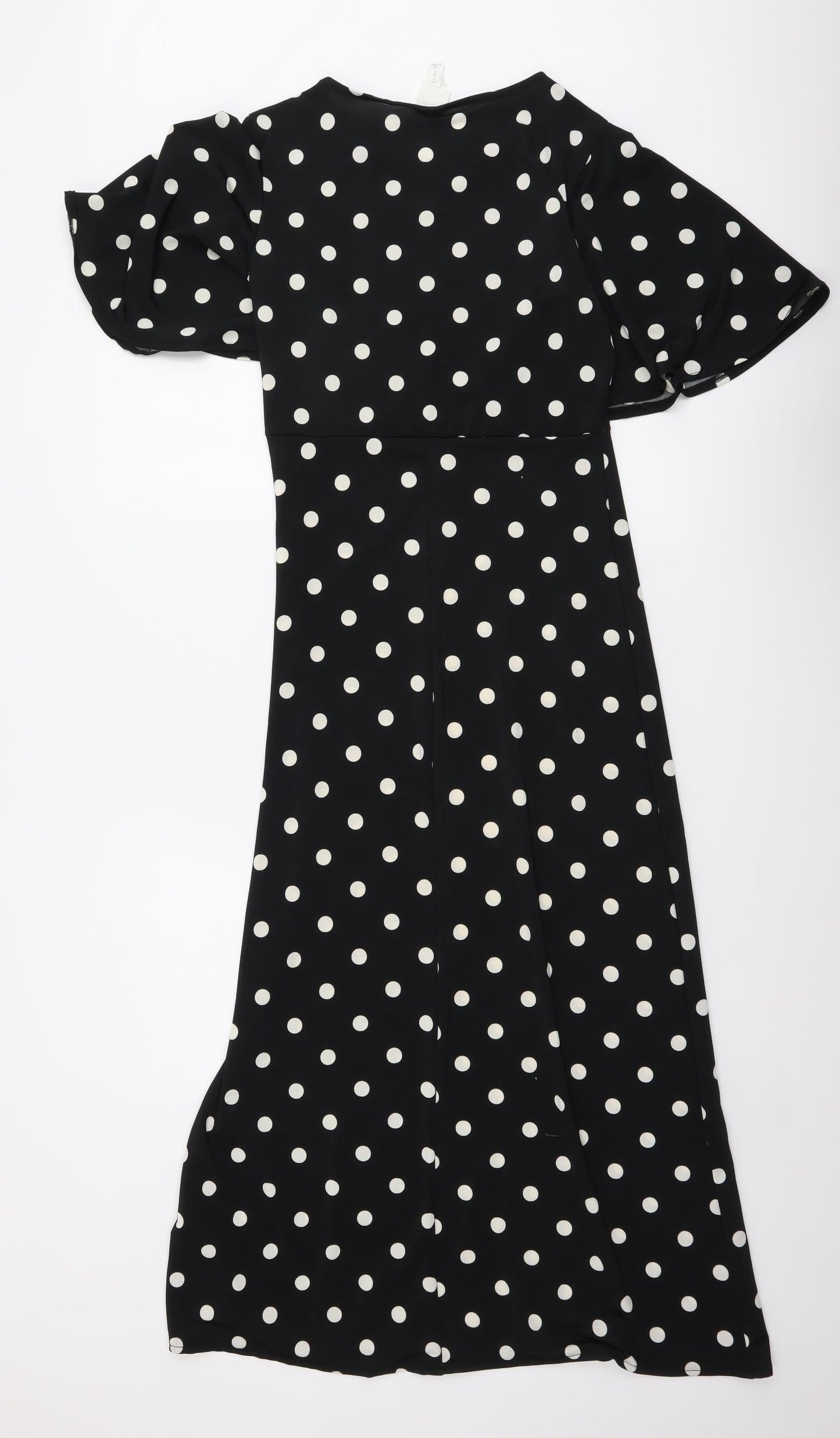 H&M Womens Black Polka Dot Polyester A-Line Size S Round Neck Pullover