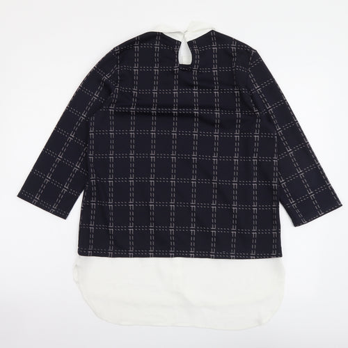 Dorothy Perkins Womens Blue Plaid Polyester Basic Blouse Size 12 Collared